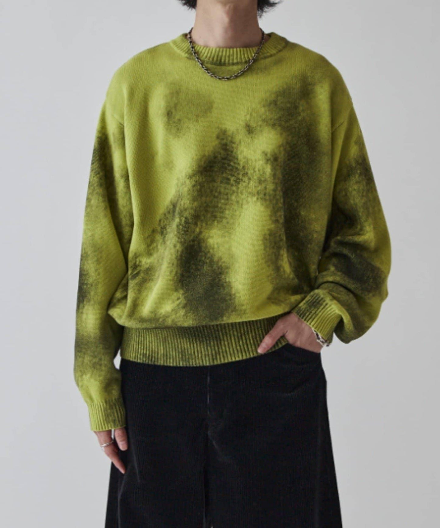 噴繪印花圓領針織衫