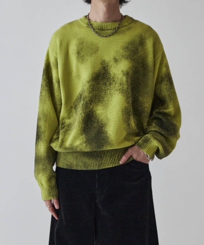 噴繪印花圓領針織衫