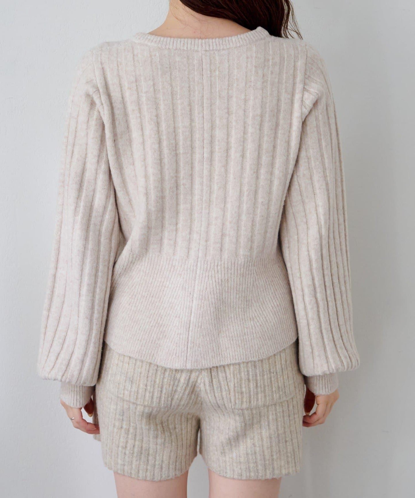 荷葉邊羅紋針織開衫