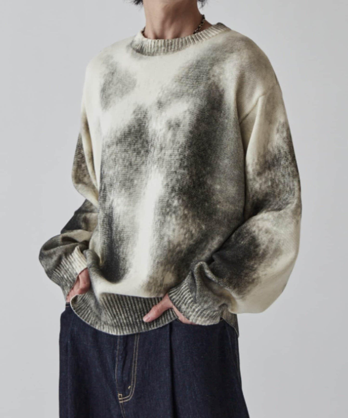 噴繪印花圓領針織衫