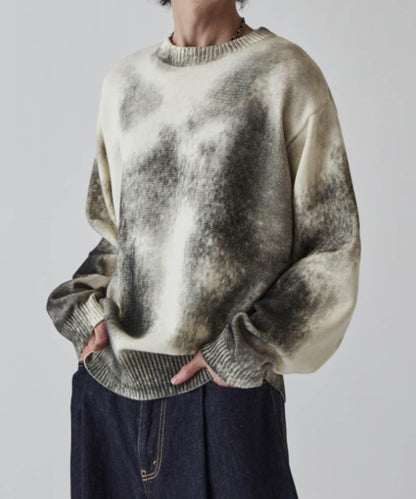 噴繪印花圓領針織衫