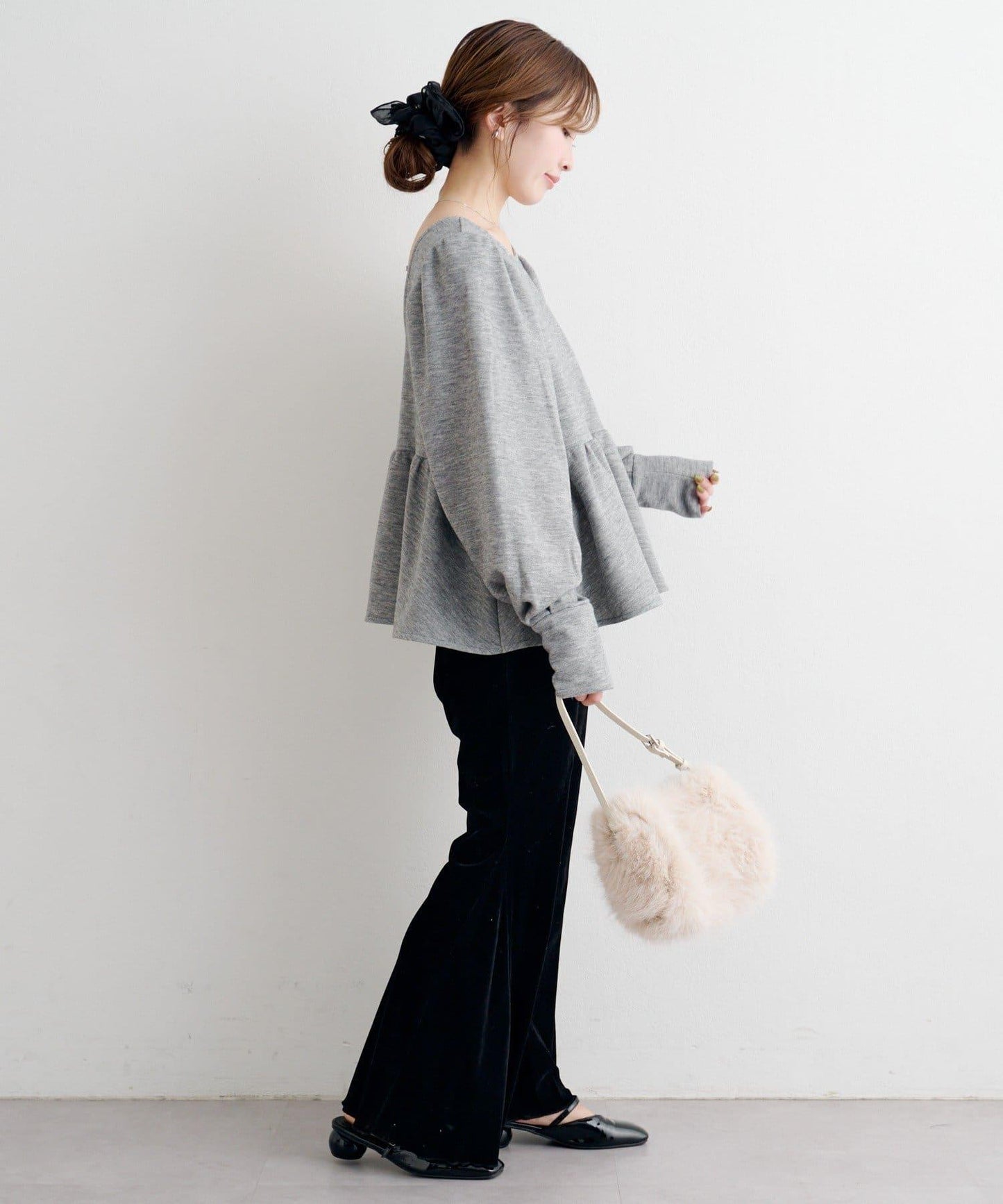 【套裝可搭配】B 針織風衛衣荷葉邊上衣