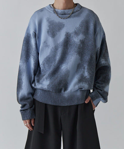 噴繪印花圓領針織衫