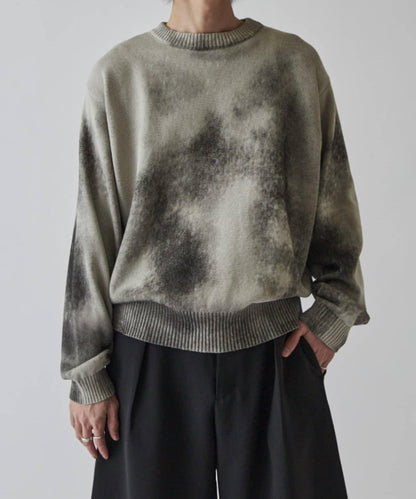 噴繪印花圓領針織衫