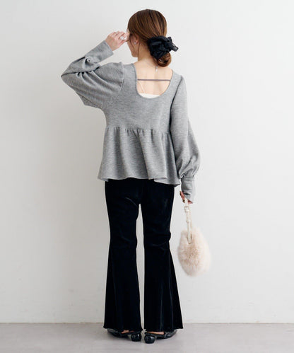 【套裝可搭配】B 針織風衛衣荷葉邊上衣