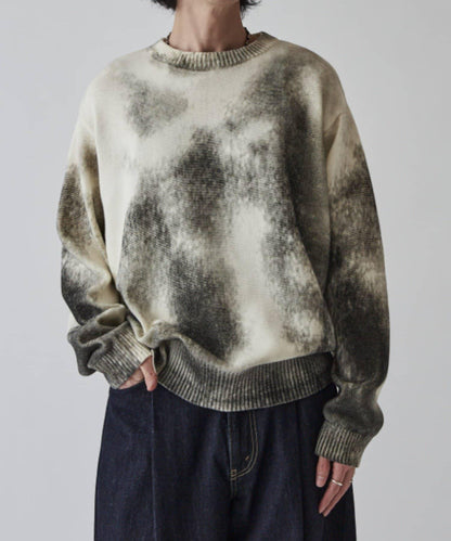 噴繪印花圓領針織衫