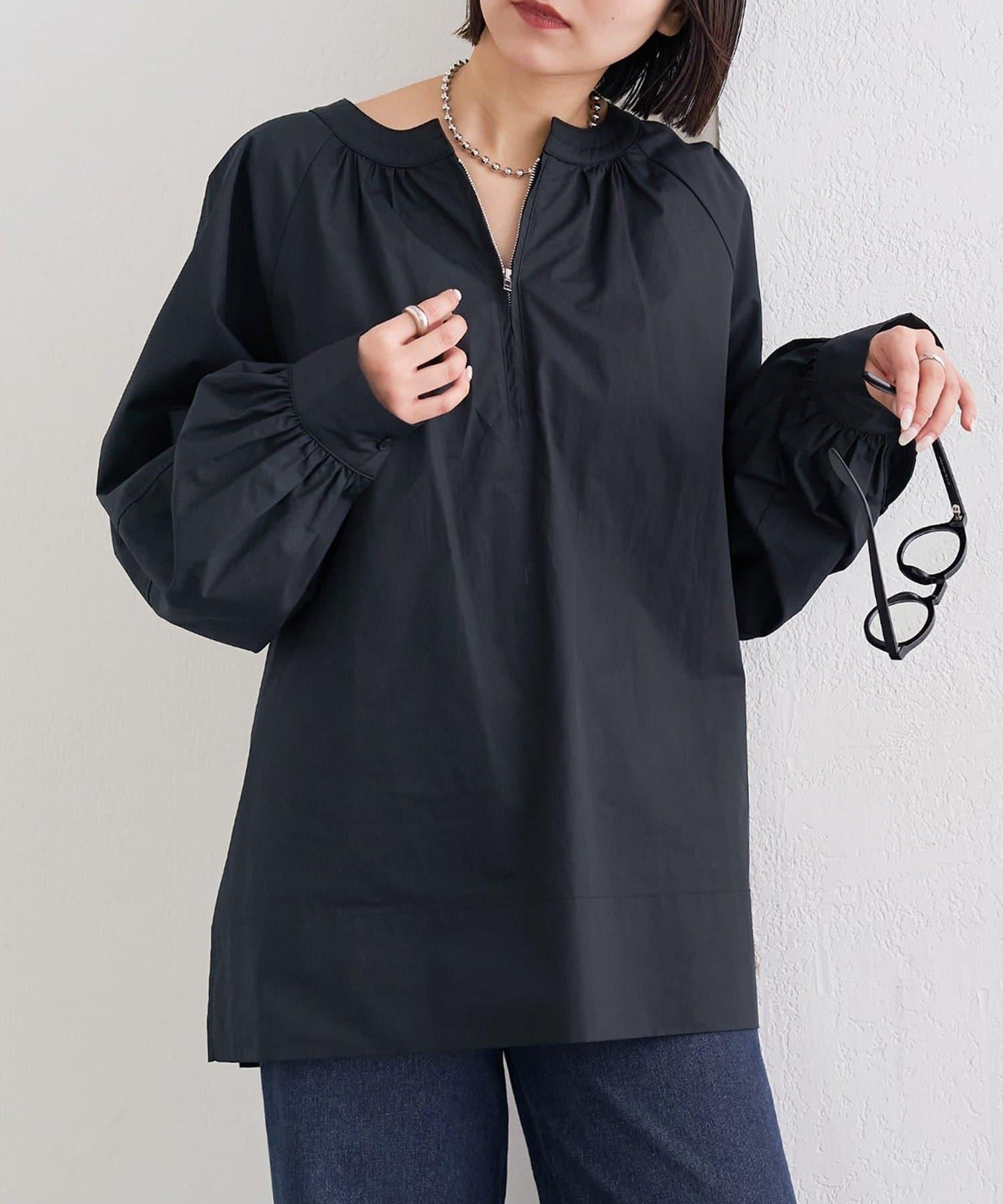 半拉鍊長款上衣