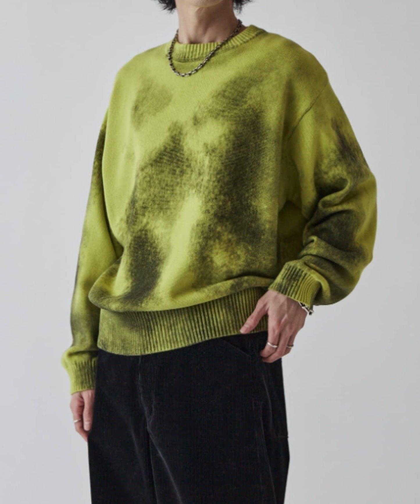 噴繪印花圓領針織衫