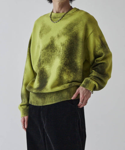 噴繪印花圓領針織衫