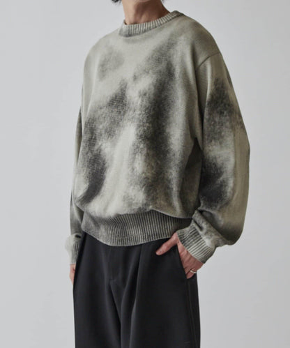 噴繪印花圓領針織衫