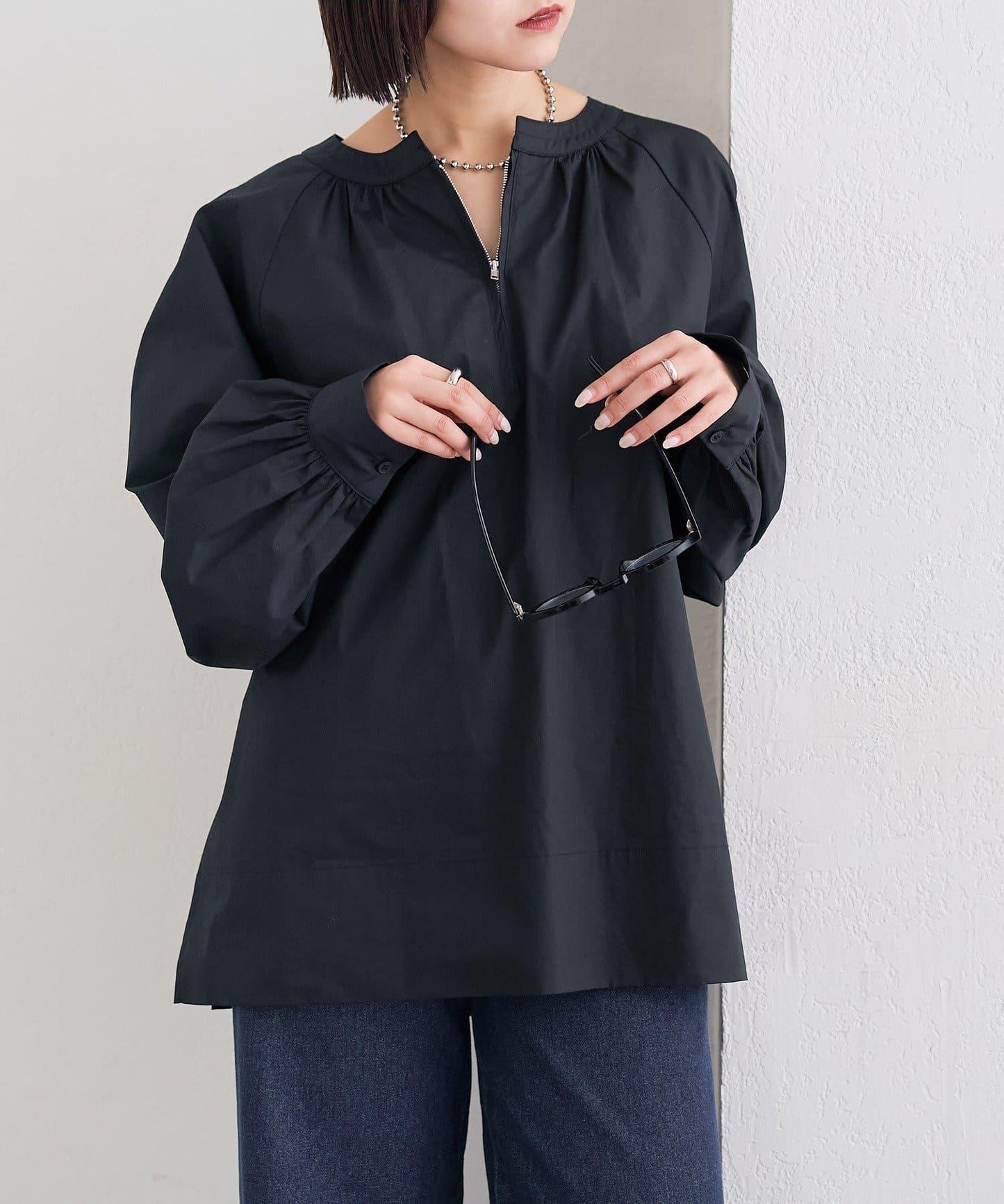 半拉鍊長款上衣