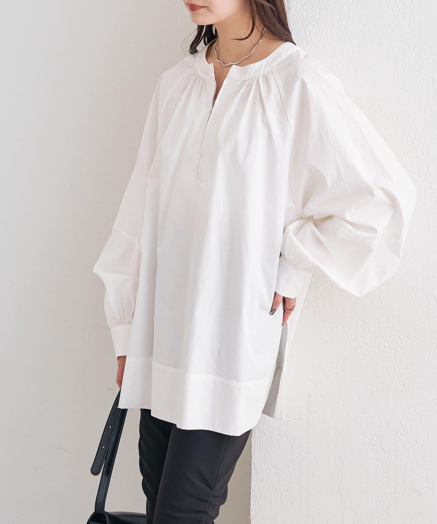 半拉鍊長款上衣