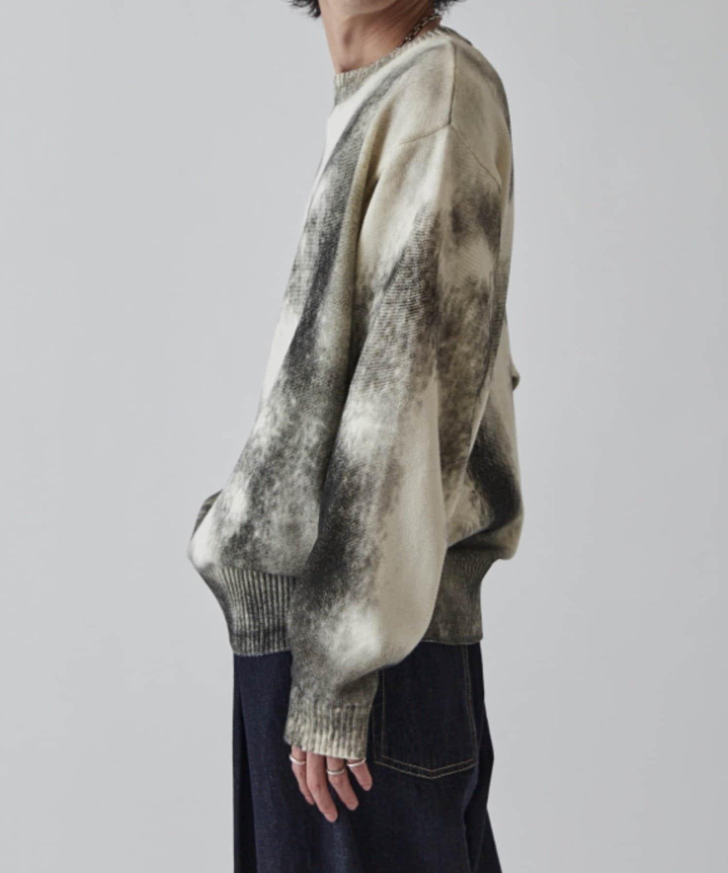 噴繪印花圓領針織衫