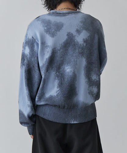 噴繪印花圓領針織衫