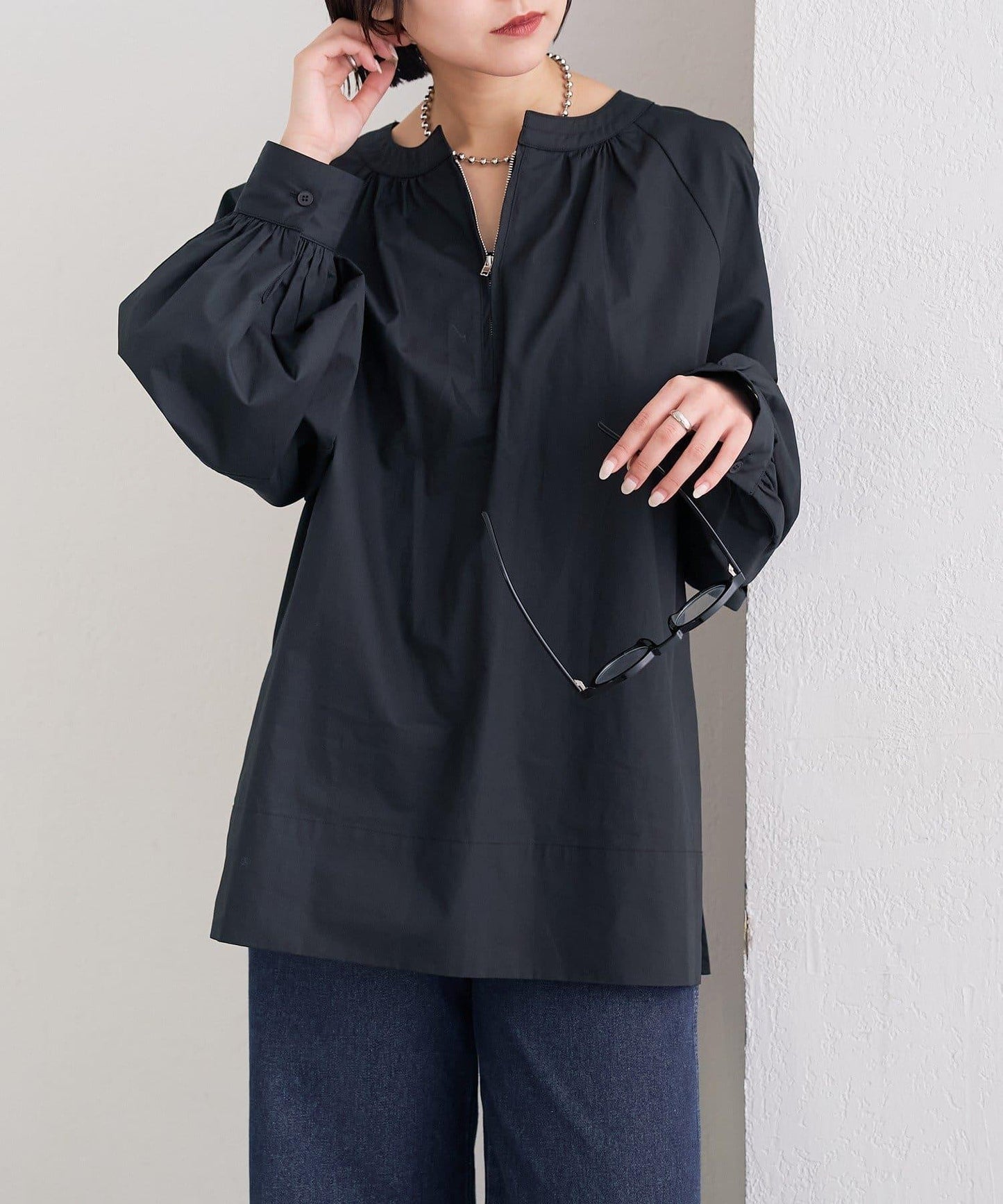 半拉鍊長款上衣