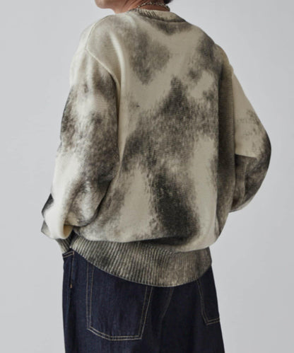 噴繪印花圓領針織衫