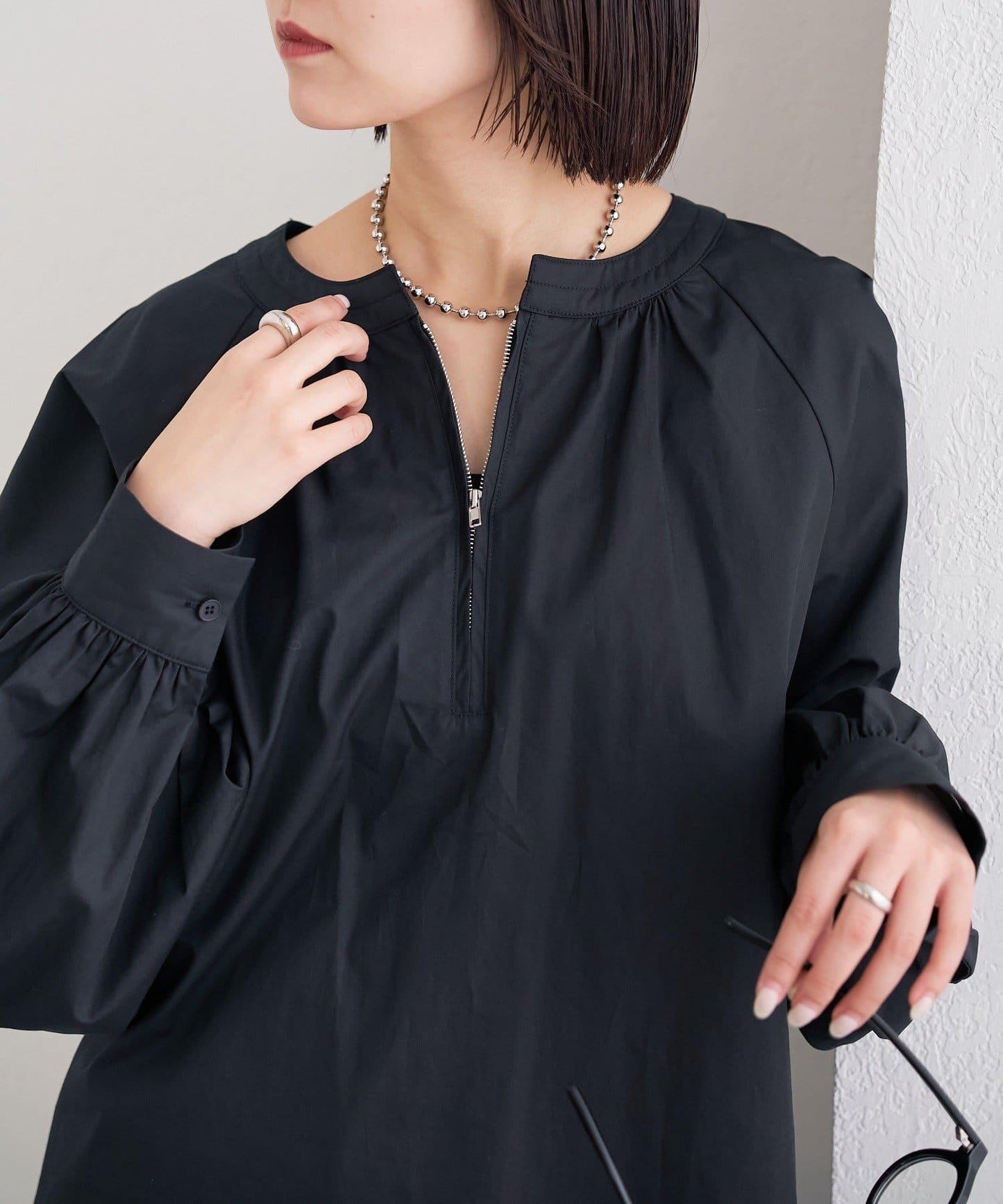 半拉鍊長款上衣