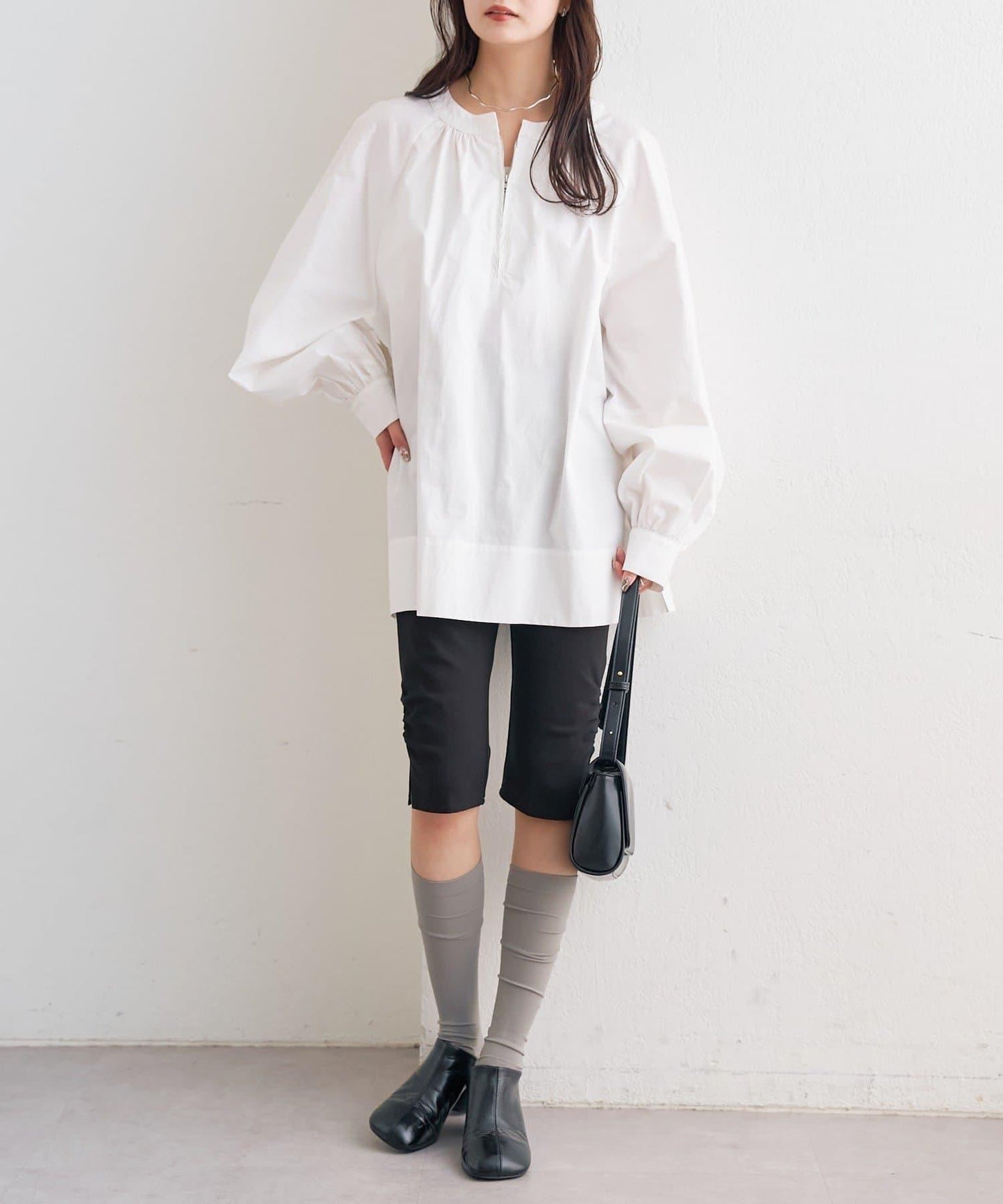 半拉鍊長款上衣