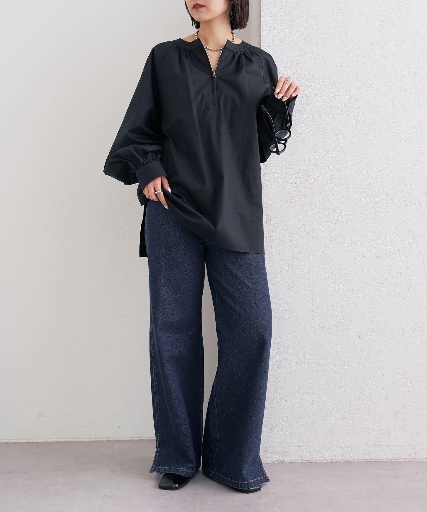 半拉鍊長款上衣