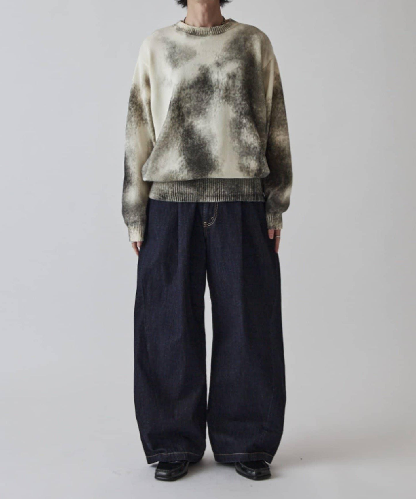 噴繪印花圓領針織衫