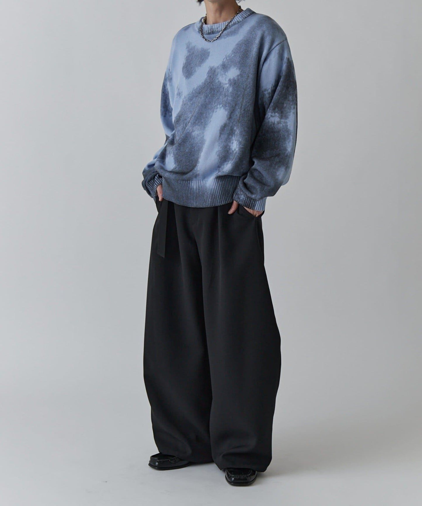 噴繪印花圓領針織衫