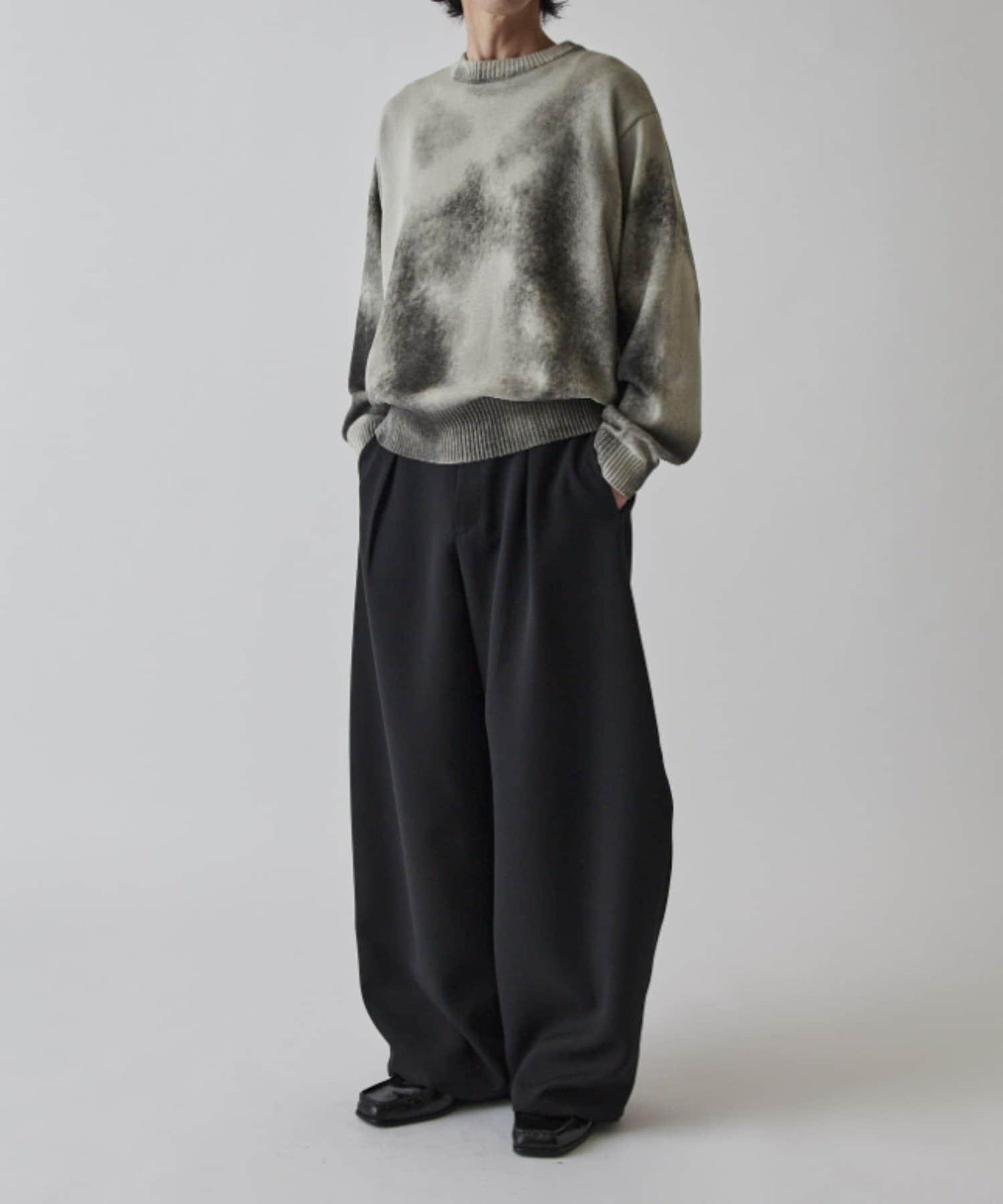 噴繪印花圓領針織衫