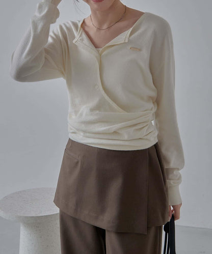 開衫風不對稱針織衫