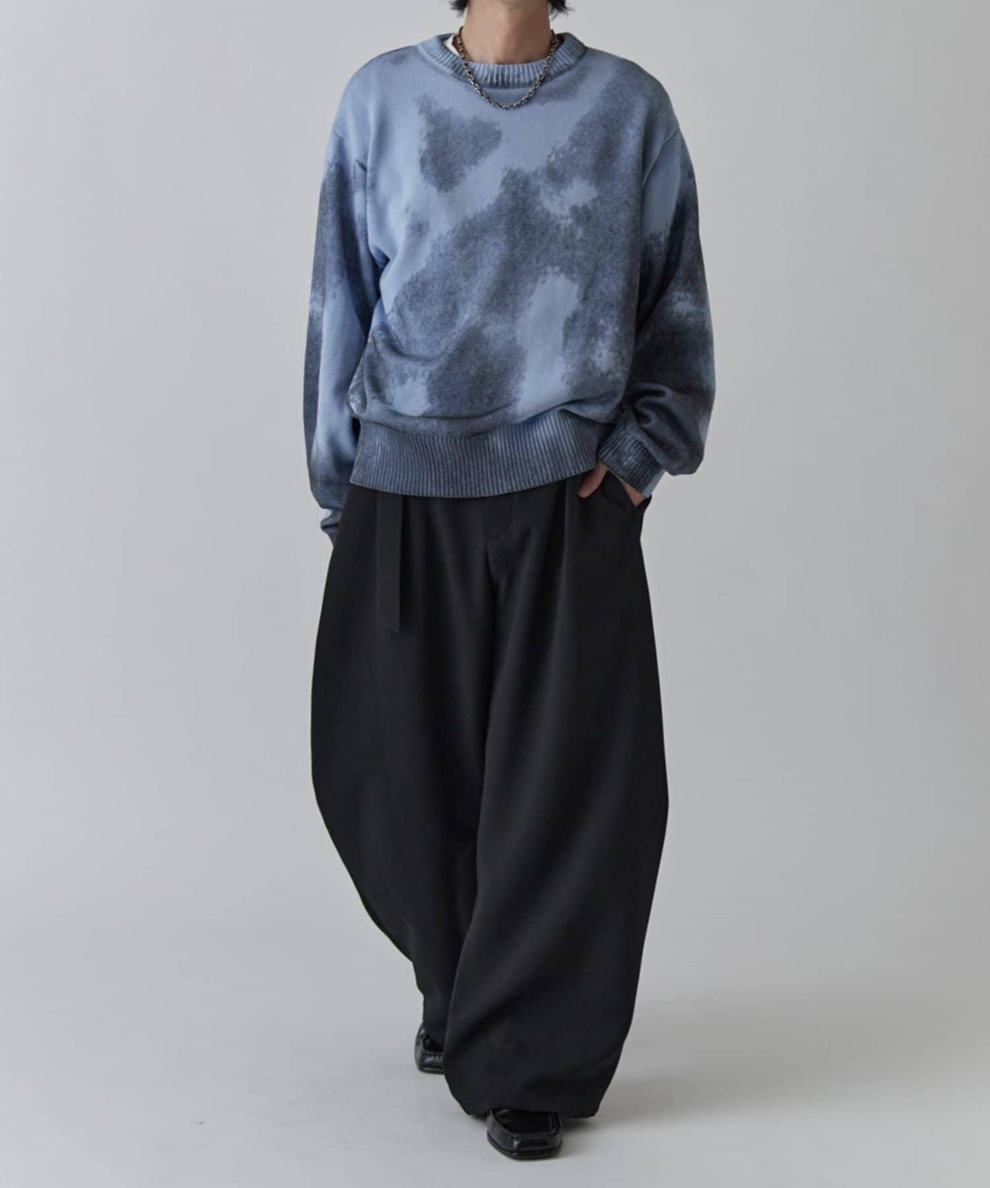 噴繪印花圓領針織衫