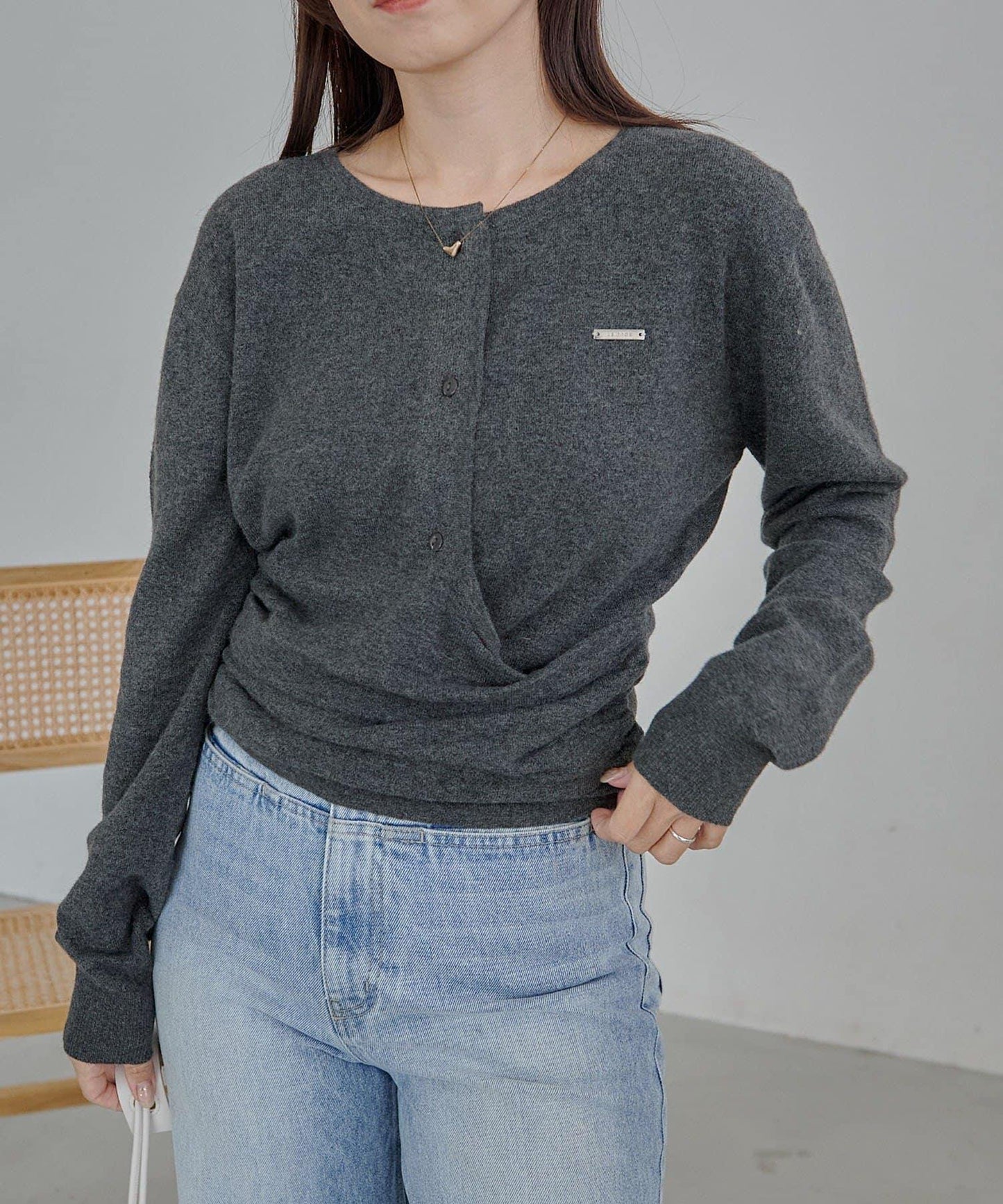 開衫風不對稱針織衫