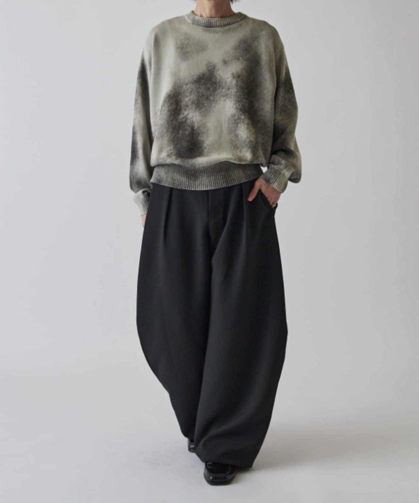 噴繪印花圓領針織衫