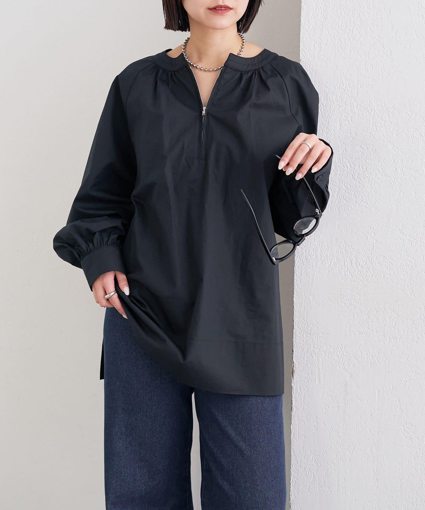 半拉鍊長款上衣