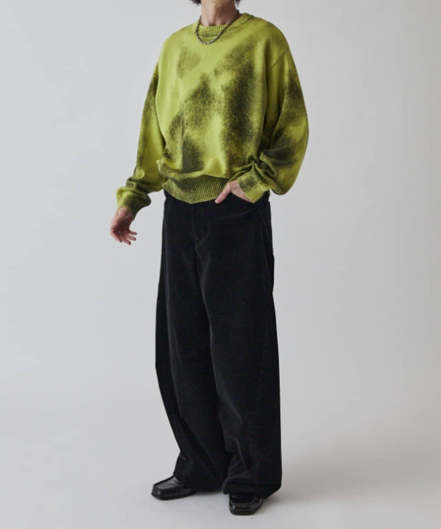 噴繪印花圓領針織衫