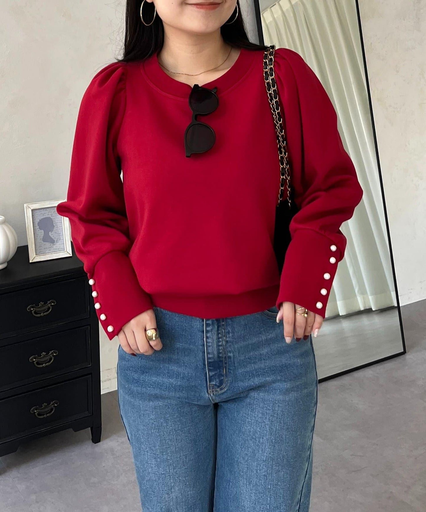 袖珍珠泡泡袖衛衣