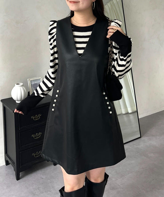 中長款仿皮馬甲