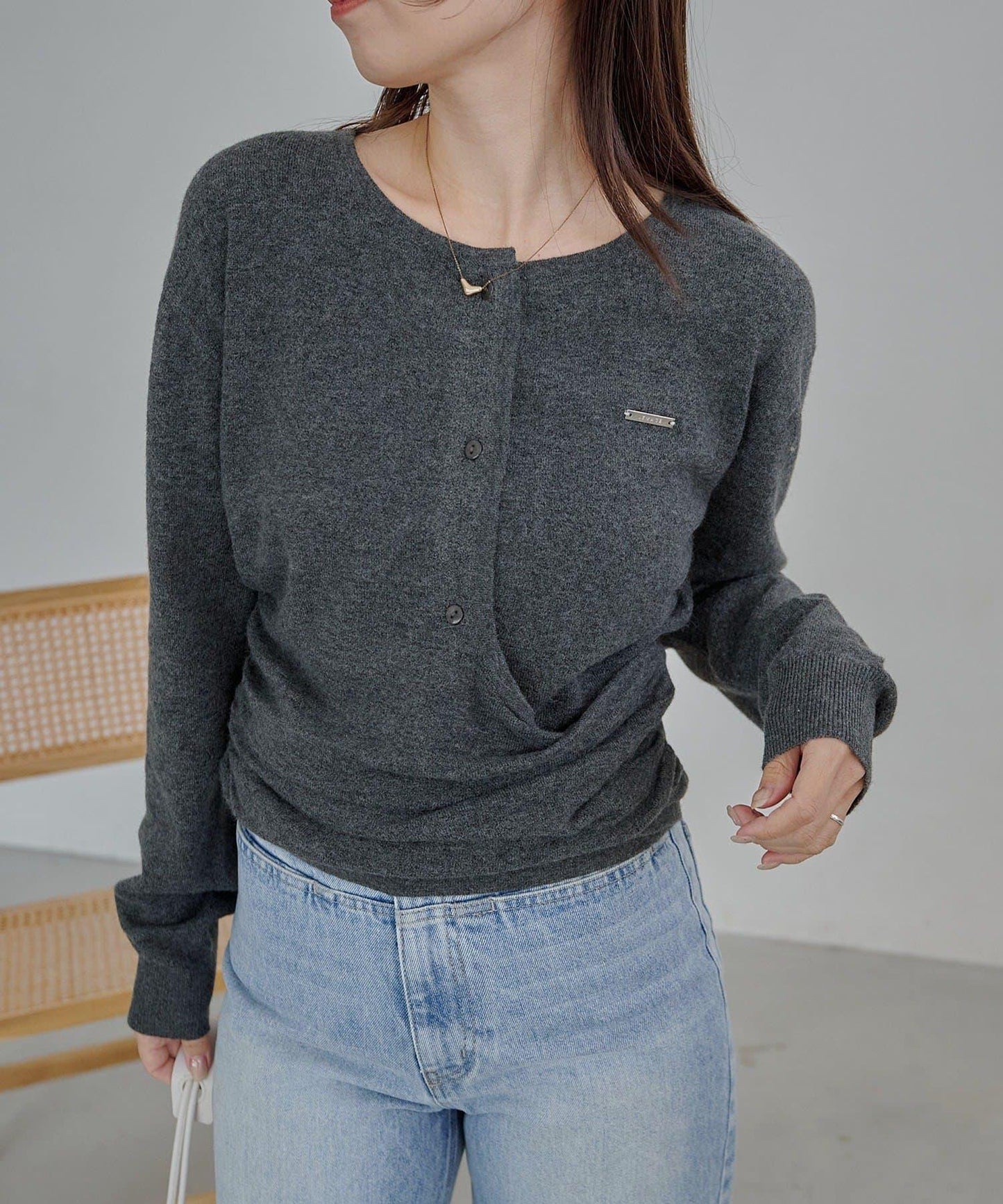 開衫風不對稱針織衫