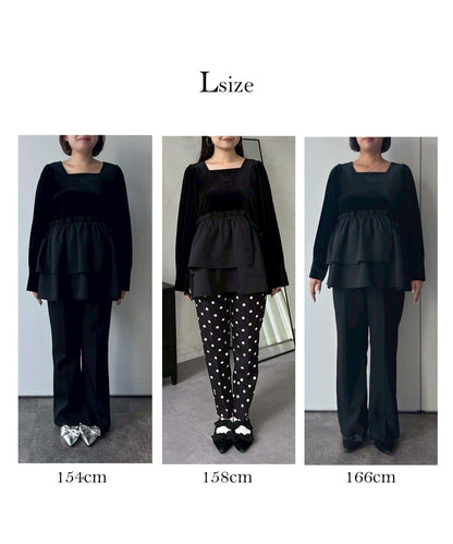 不對稱荷葉邊下襬天鵝絨短上衣