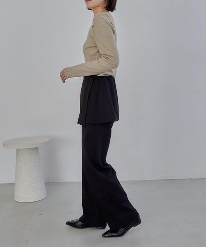 扣袢亨利領蓬鬆針織衫