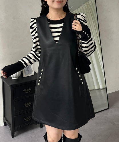 中長款仿皮馬甲