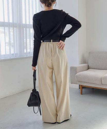 扣袢亨利領蓬鬆針織衫