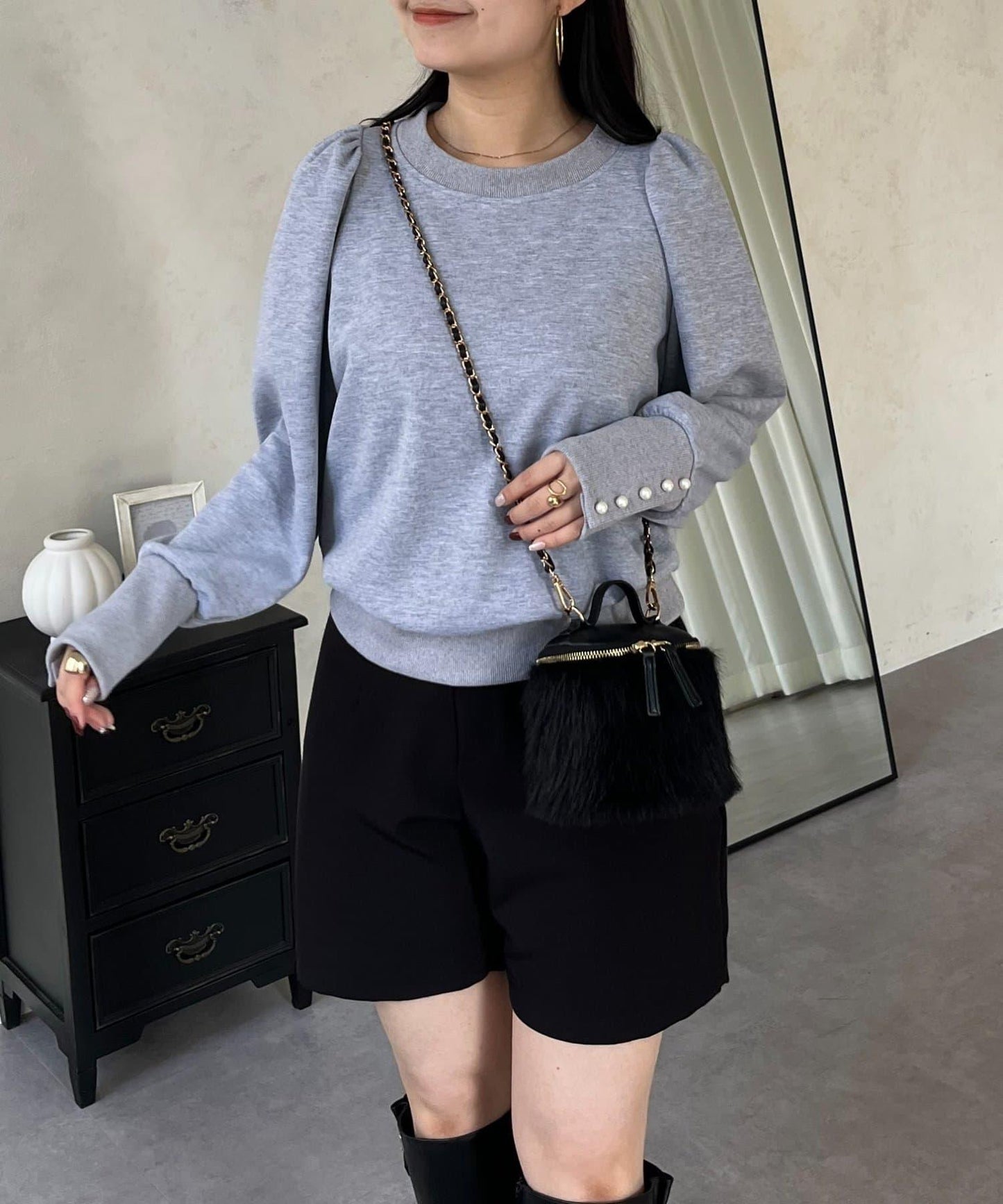 袖珍珠泡泡袖衛衣