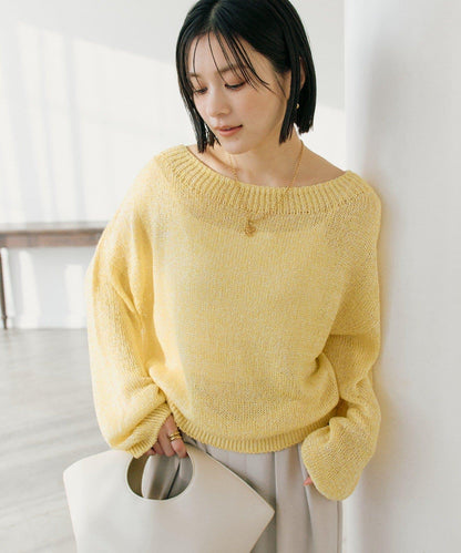 【可單肩或一字肩穿著！】混紡紙紗針織衫