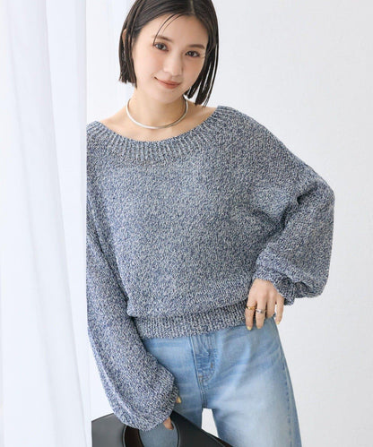 【可單肩或一字肩穿著！】混紡紙紗針織衫