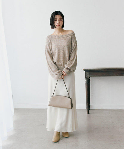 【可單肩或一字肩穿著！】混紡紙紗針織衫