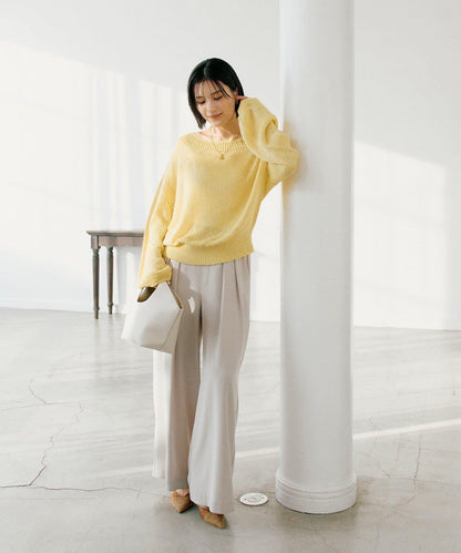 【可單肩或一字肩穿著！】混紡紙紗針織衫