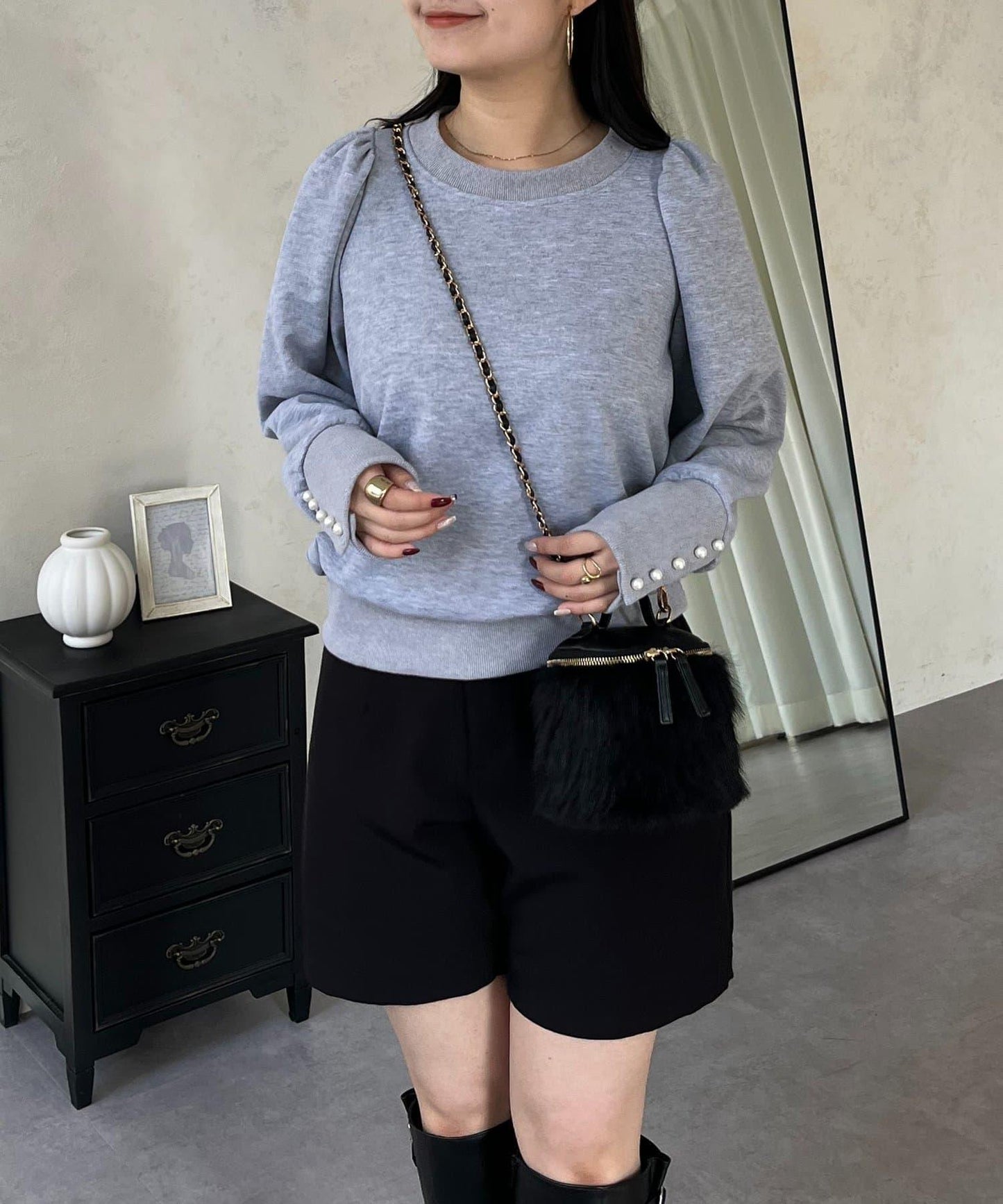 袖珍珠泡泡袖衛衣