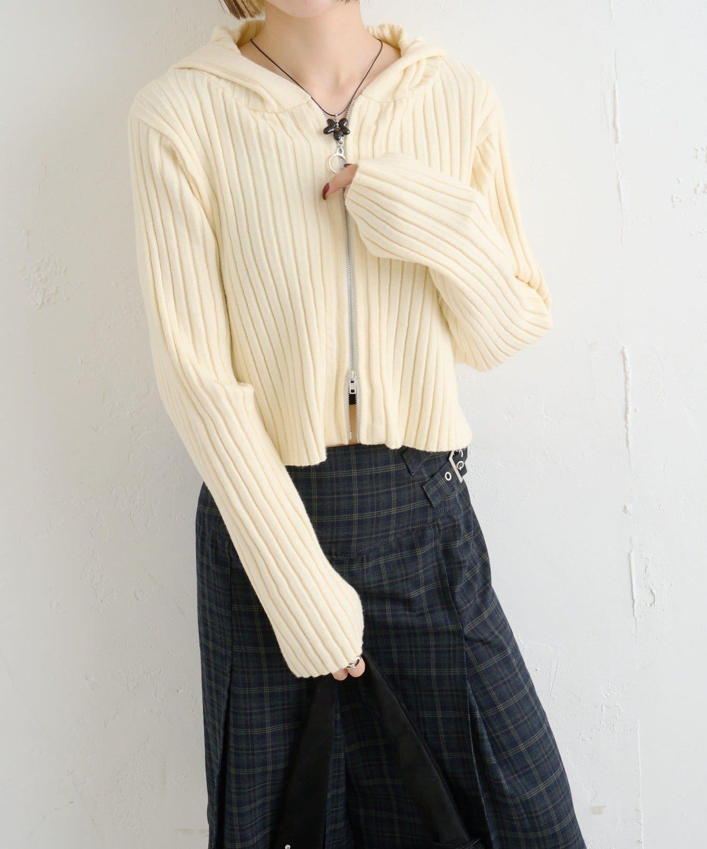 【w closet】WZIP連帽針織衫