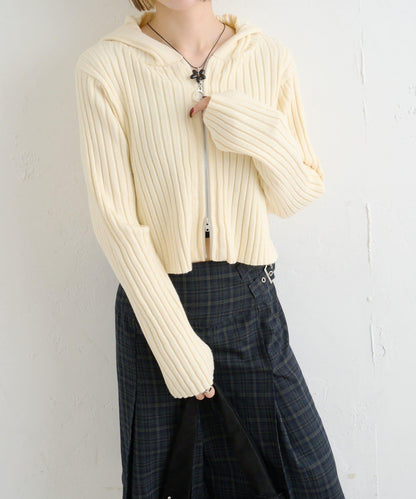 【w closet】WZIP連帽針織衫