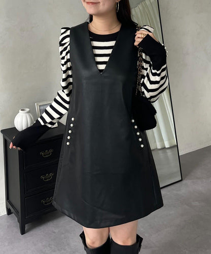 中長款仿皮馬甲