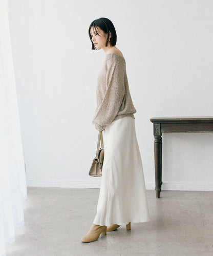 【可單肩或一字肩穿著！】混紡紙紗針織衫