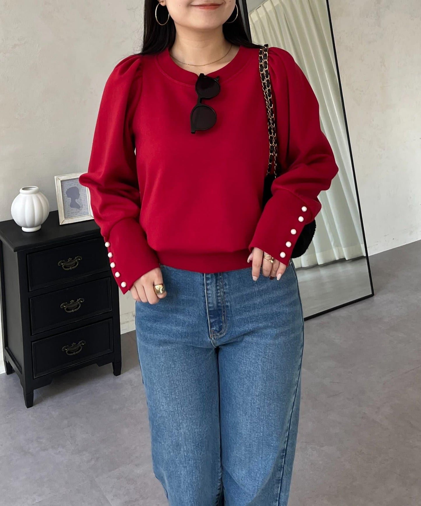 袖珍珠泡泡袖衛衣